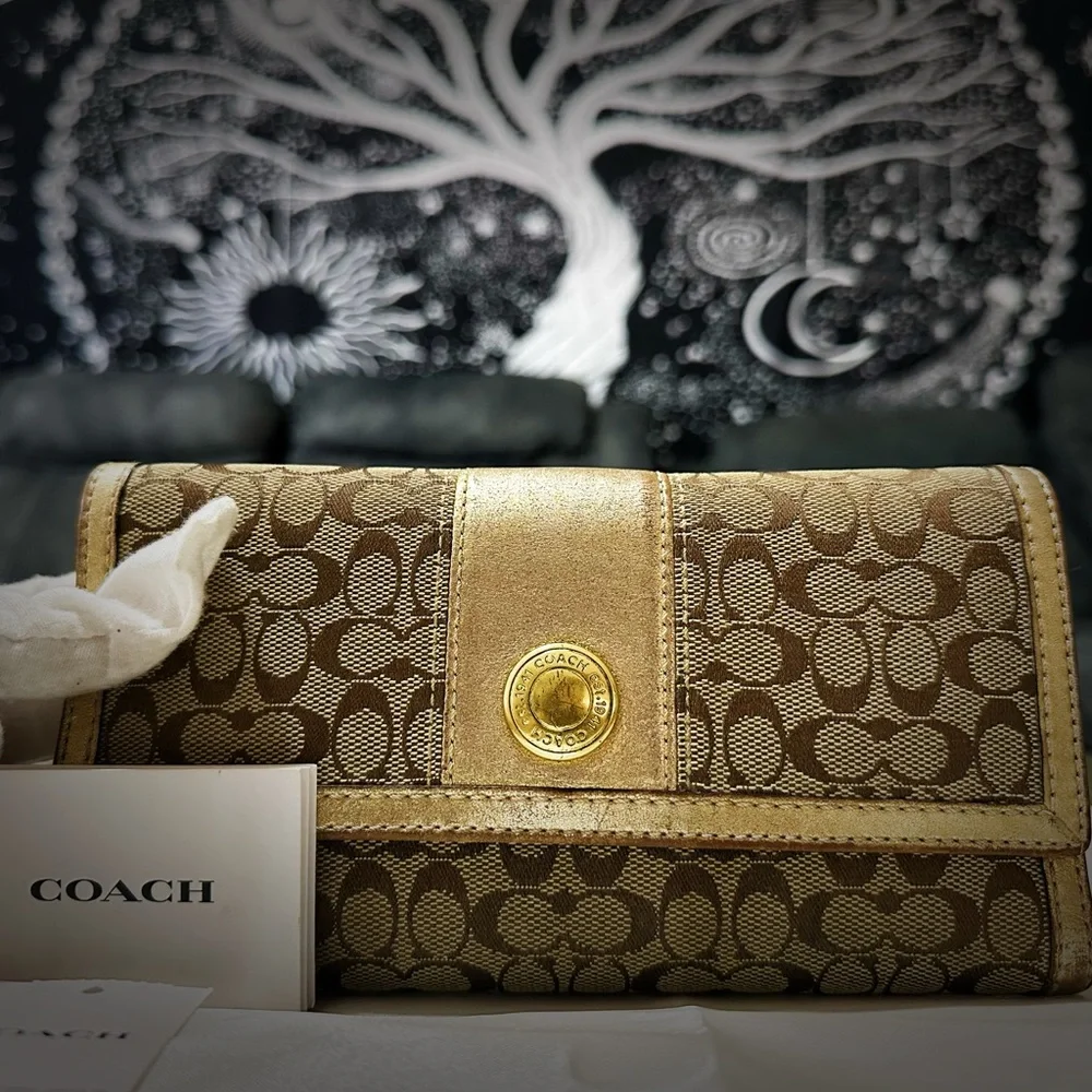 Vintage Coach Brown and Gold Wallet clutch - Picture 6 of 17